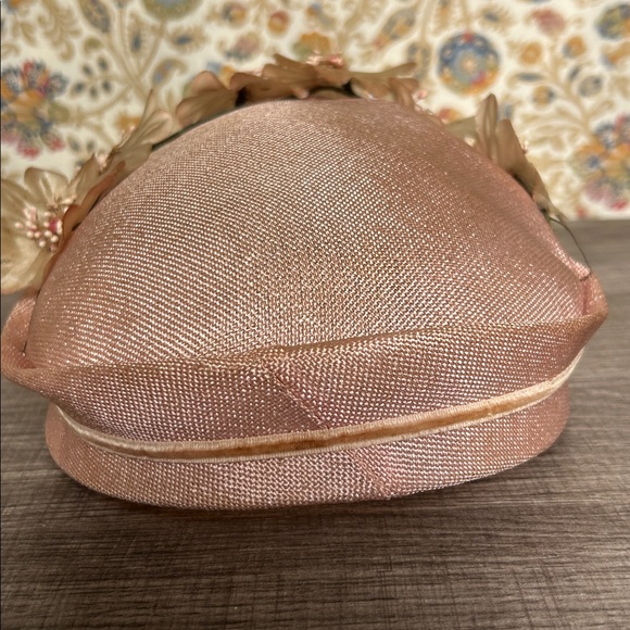 Vintage‎ Hat Pink and Cream Flowers Fascinator Church - Picture 13 of 15